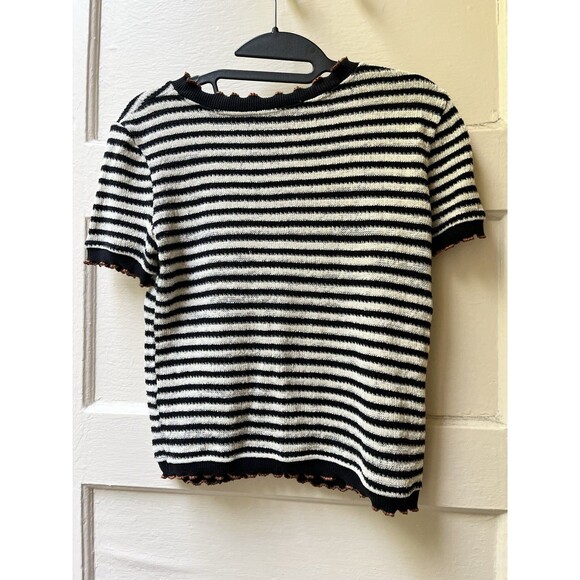 Zara Striped Preppy Tee Small Gothic Preppy Tee Steampunk Knit Twee witchy emo - Picture 5 of 7